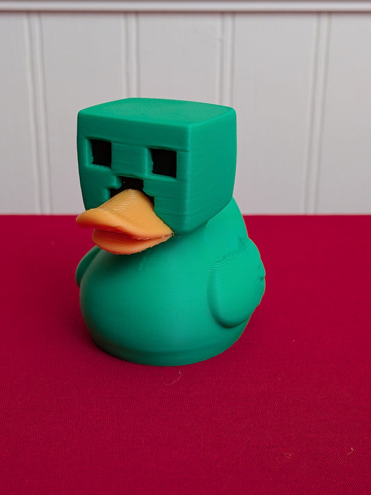 💣 Minecraft Creeper Inspired Duck | 3D Printed Collectible | Gamer Rubber Duck Figurine 🦆