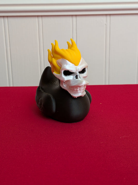 🔥 Ghost Rider Inspired Duck – 3D Printed Flaming Skull Duck Collectible 🦆