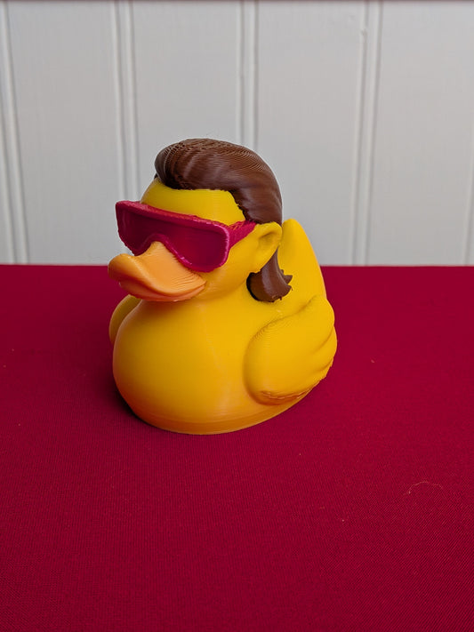 😎 Mullet Duck – 3D Printed Collectible | Funny Retro Rubber Duck Figurine with Sunglasses & 80s Vibes