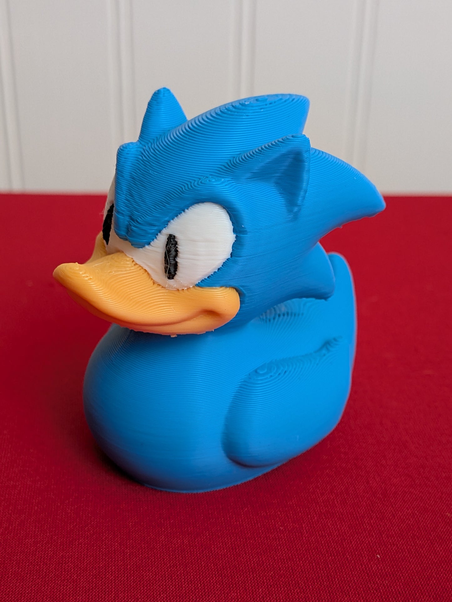 Sonic Inspired Duck – 3D Printed Blue Hedgehog Duck Figurine, Gamer Collectible, Cute Gift for Video Game Fans
