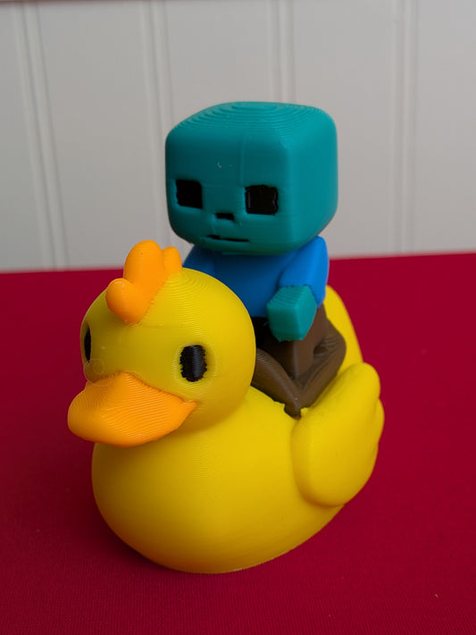 🐥 Chicken Jockey Inspired Duck – 3D Printed Funny Duck Collectible 🦆