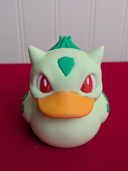 Bulbasaur Inspired Duck – 3D Printed Pokémon Duck Figurine, Grass Turtle Duck, Cute Collectible Gift for Pokémon Fans