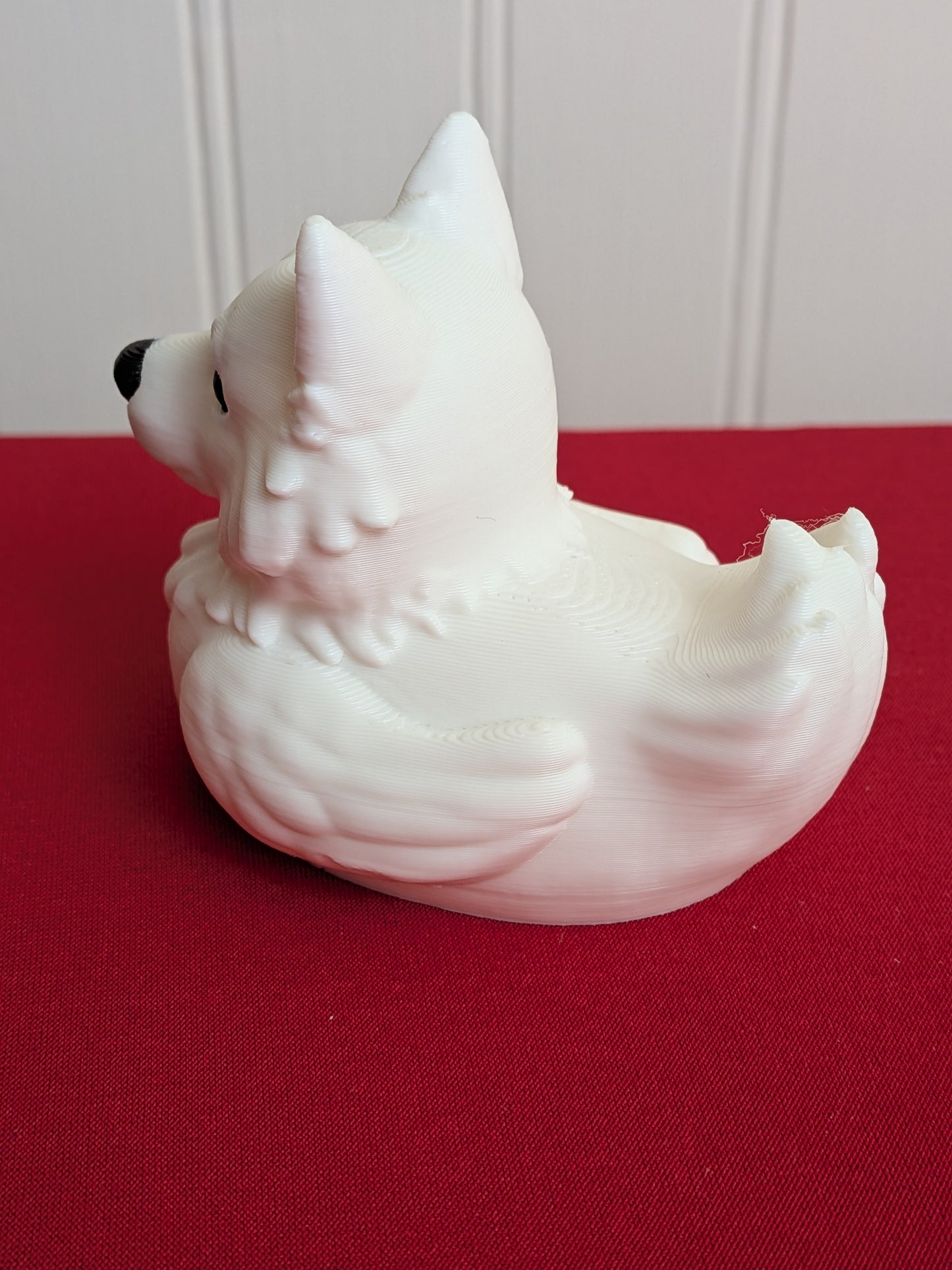 American Eskimo Dog Inspired Duck – 3D Printed Fluffy White Dog Duck Figurine, Cute Collectible Gift for Dog Lovers