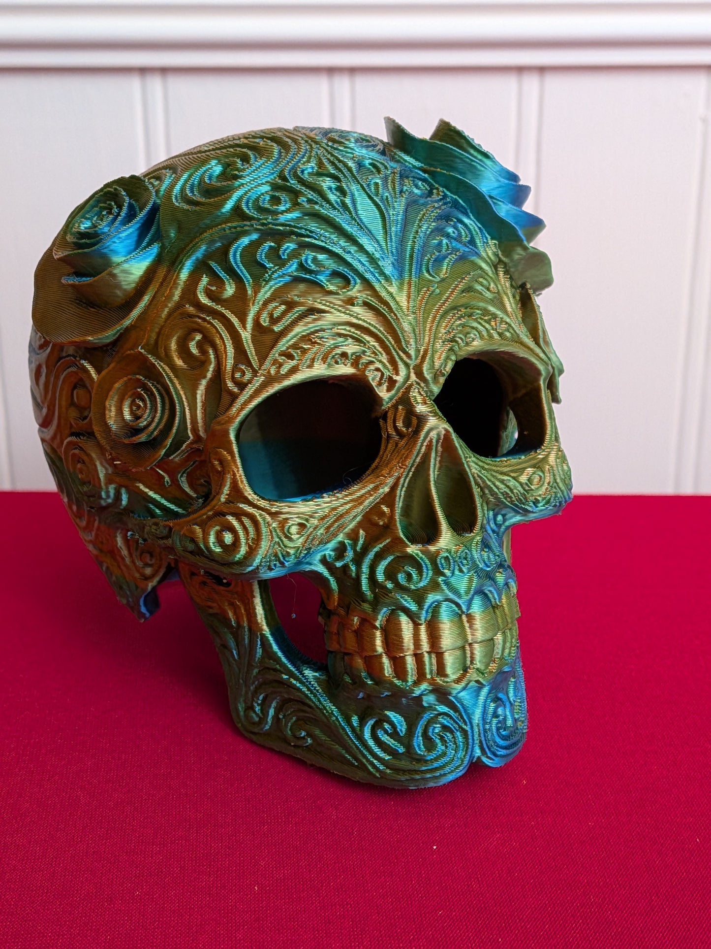 3D Printed Ornate Skull – Gothic Decor, Fantasy Art