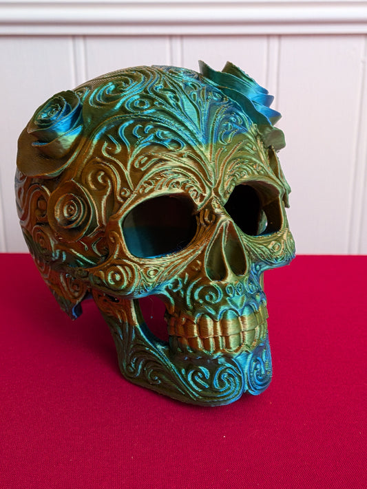 3D Printed Ornate Skull – Gothic Decor, Fantasy Art
