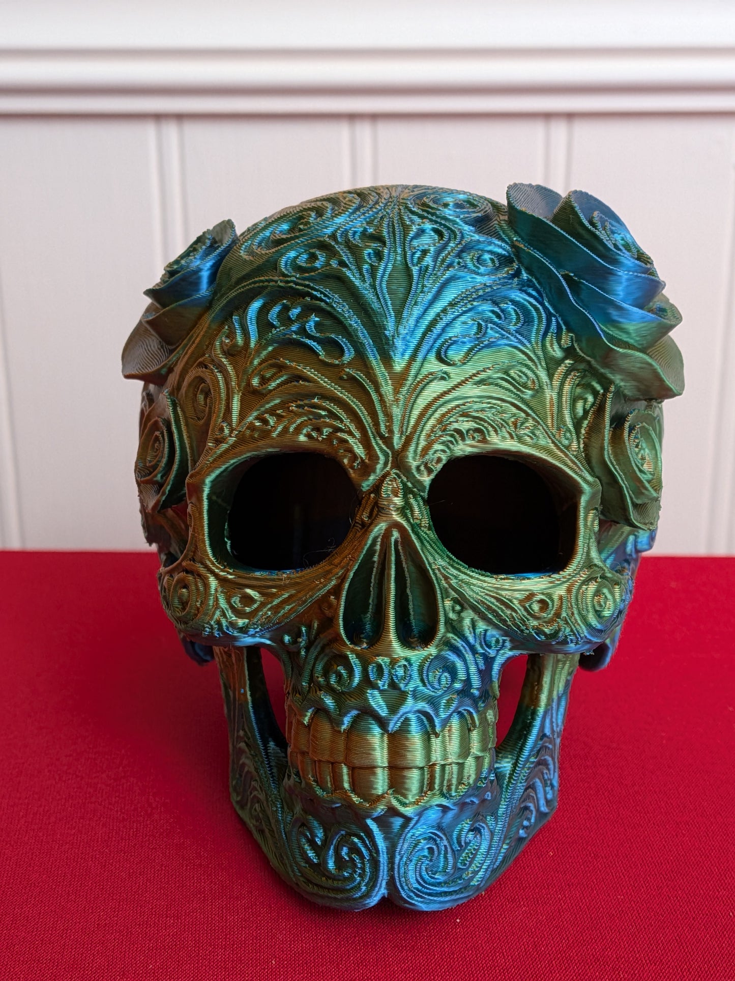 3D Printed Ornate Skull – Gothic Decor, Fantasy Art