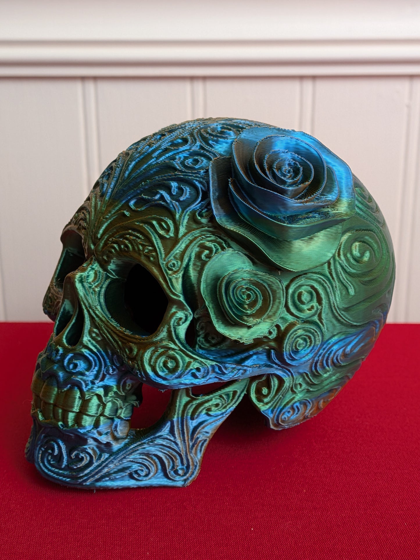 3D Printed Ornate Skull – Gothic Decor, Fantasy Art