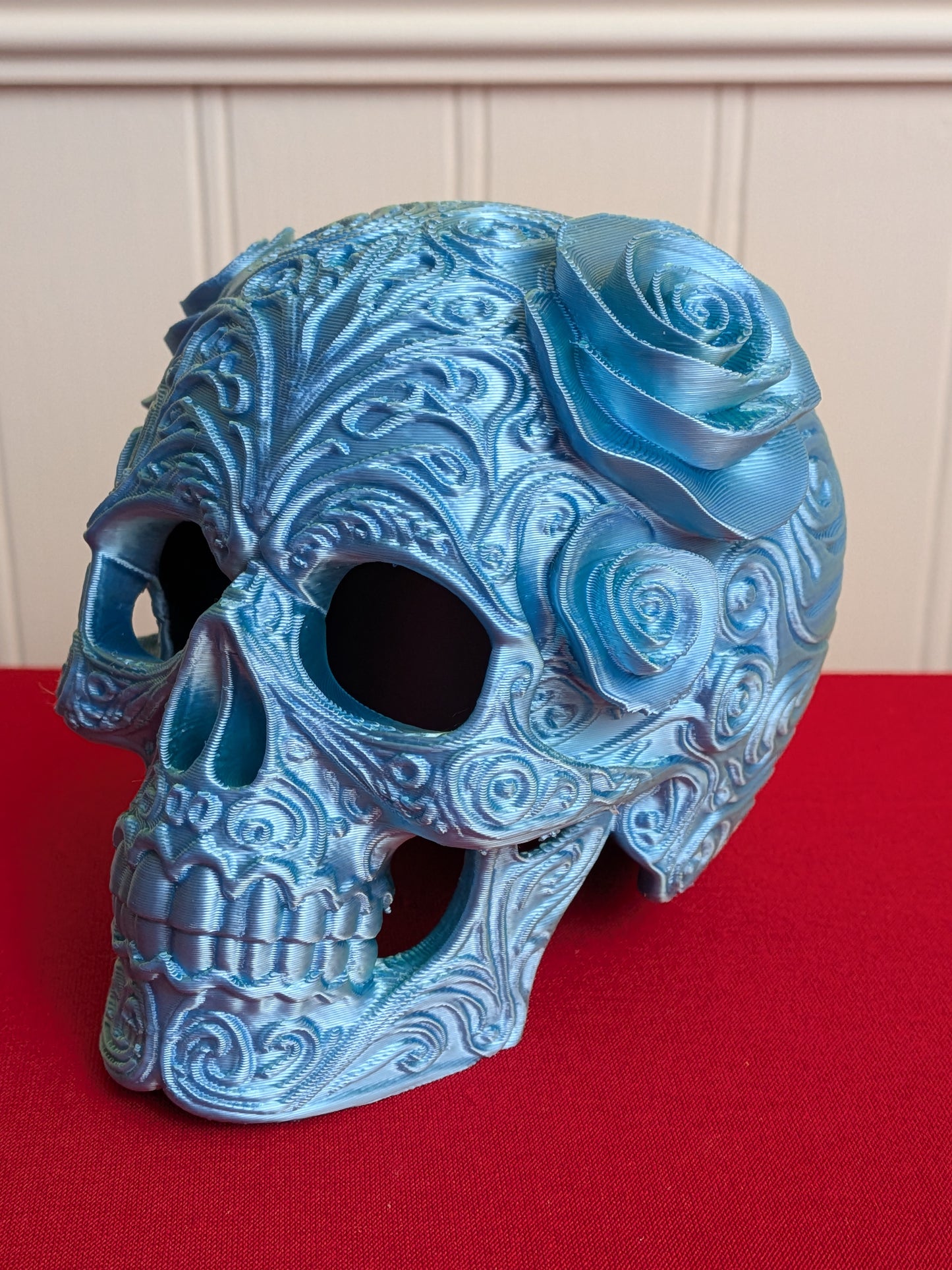 3D Printed Ornate Skull – Gothic Decor, Fantasy Art