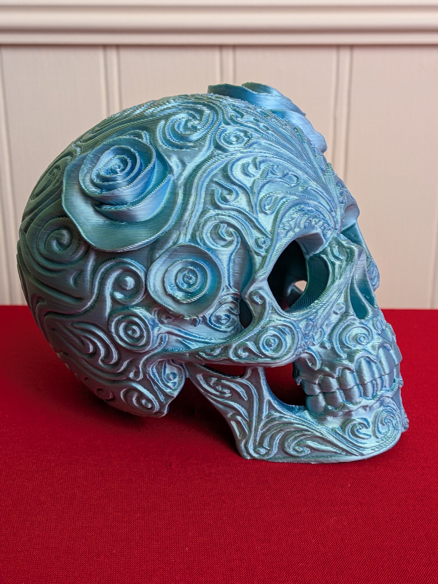3D Printed Ornate Skull – Gothic Decor, Fantasy Art