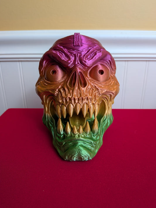 💀 3D Printed Monster Skull Head – Multicolor PLA Horror Art Sculpture | Creepy Halloween Collectible Display Piece