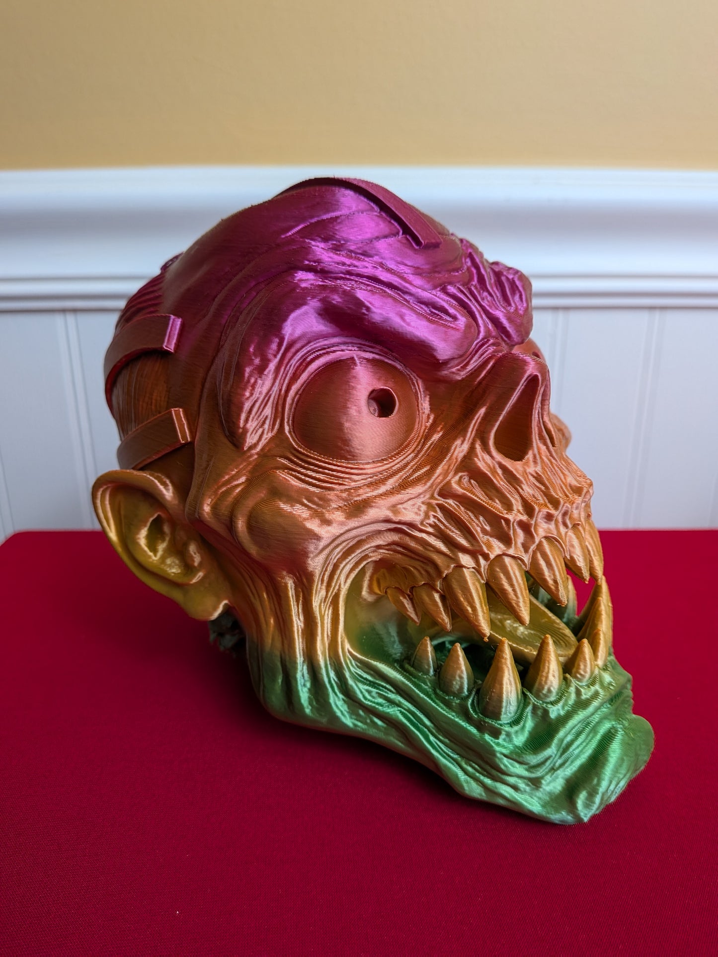 💀 3D Printed Monster Skull Head – Multicolor PLA Horror Art Sculpture | Creepy Halloween Collectible Display Piece
