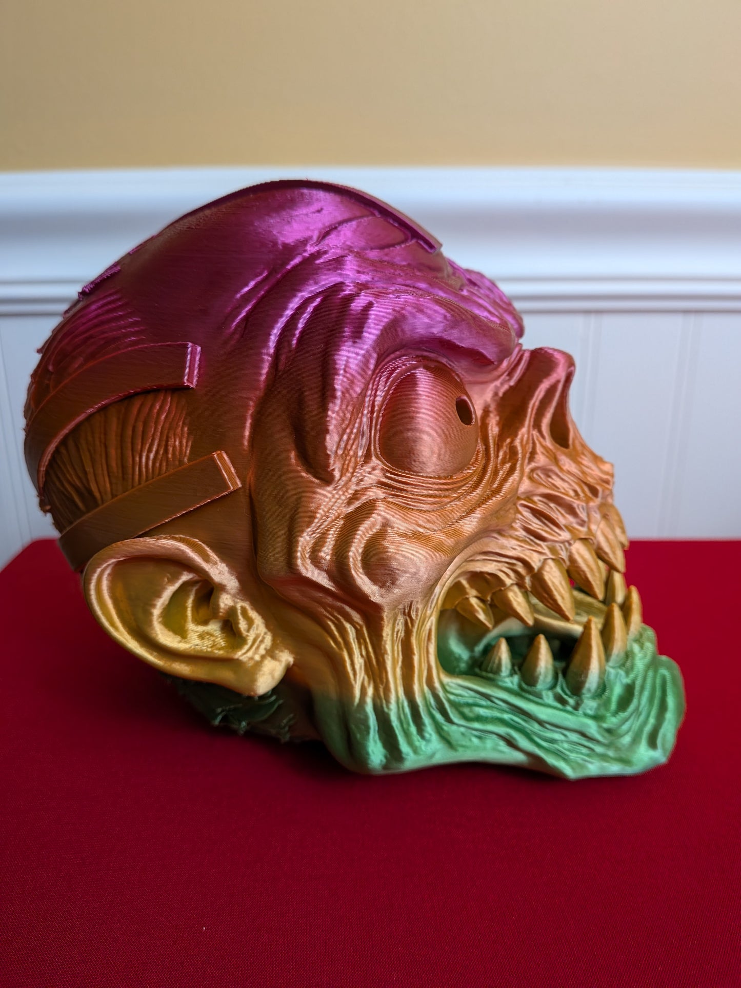 💀 3D Printed Monster Skull Head – Multicolor PLA Horror Art Sculpture | Creepy Halloween Collectible Display Piece