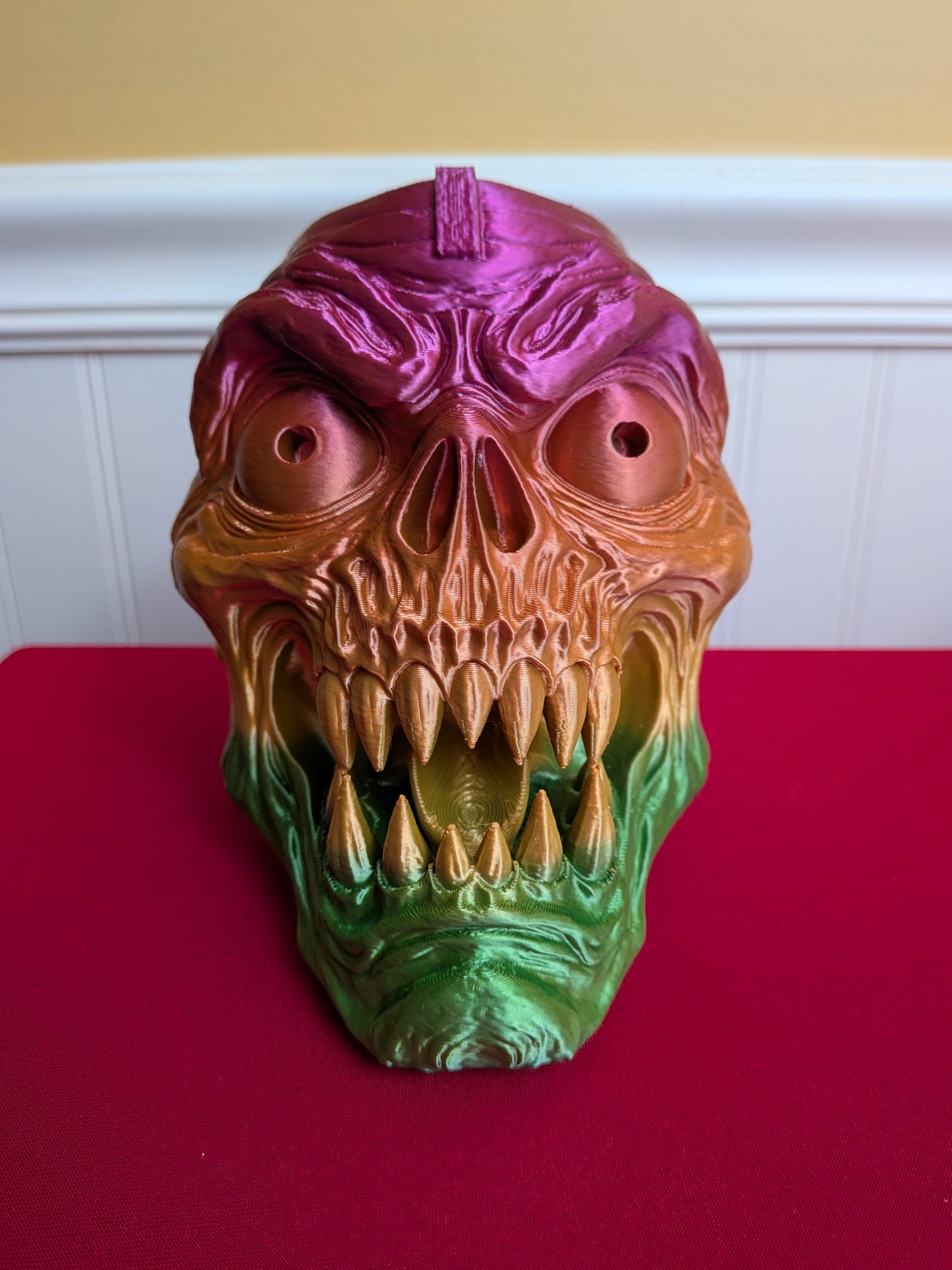 💀 3D Printed Monster Skull Head – Multicolor PLA Horror Art Sculpture | Creepy Halloween Collectible Display Piece