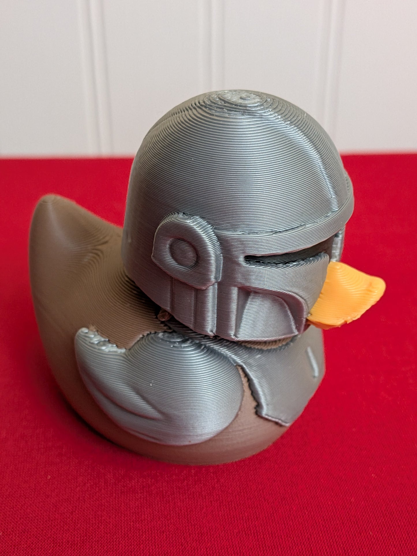 Space Warrior Duck – 3D Printed Figurine | Helmeted Bounty Hunter Inspired | Sci-Fi Duck Collectible Gift